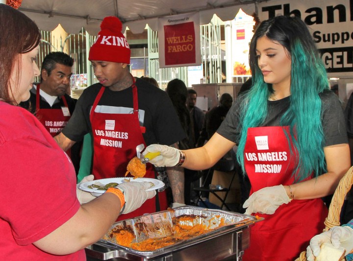 Kylie Jenner homeless Shelter Volunteer style