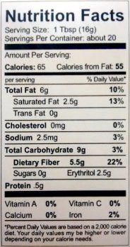 Go Lo's Dark Hazelnut Spread Nutrition Facts for a ONE tablespoon serving