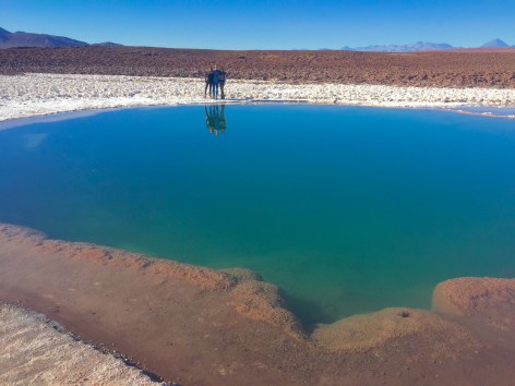 My family and I at Cejar Lagoon. We could see the reflection of the Andes Mountain Range in the water. 